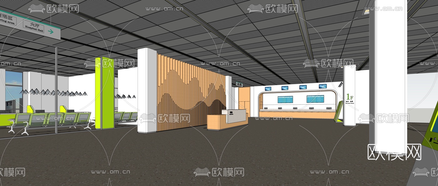 现代医院大厅su模型下载（渲染图3）
