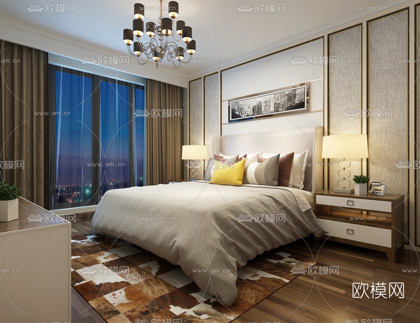 简欧主卧衣帽间免费3d模型