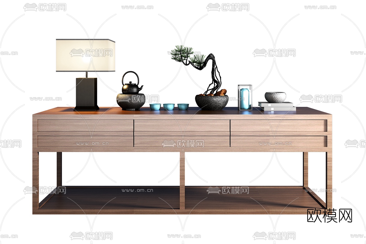 新中式实木端景条案3d模型
