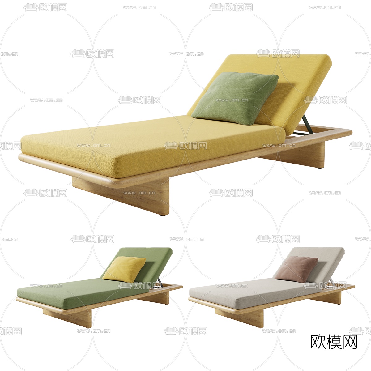 现代布艺户外休闲躺椅3d模型下载（渲染图1）