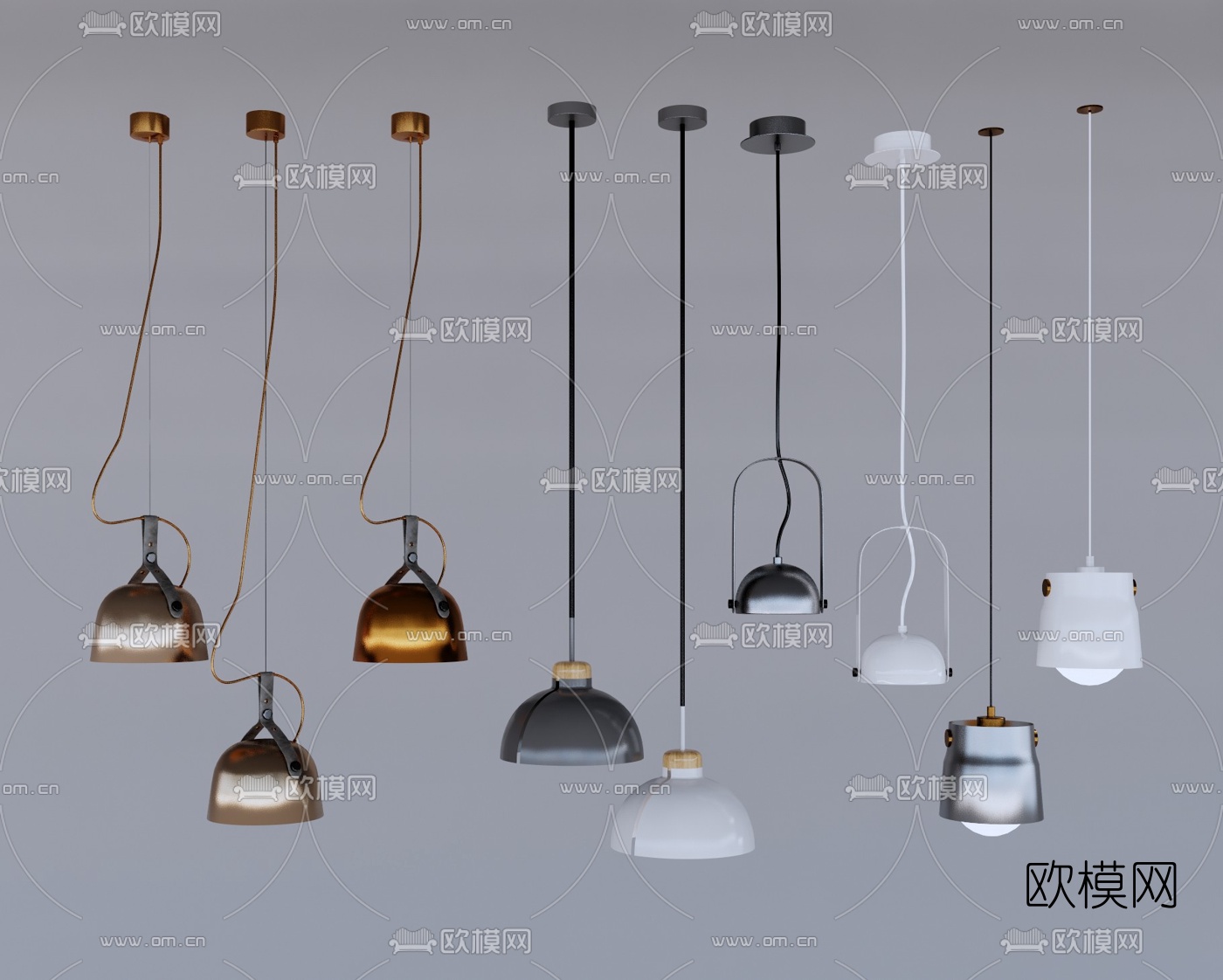 工业风金属吊灯su模型下载（渲染图1）