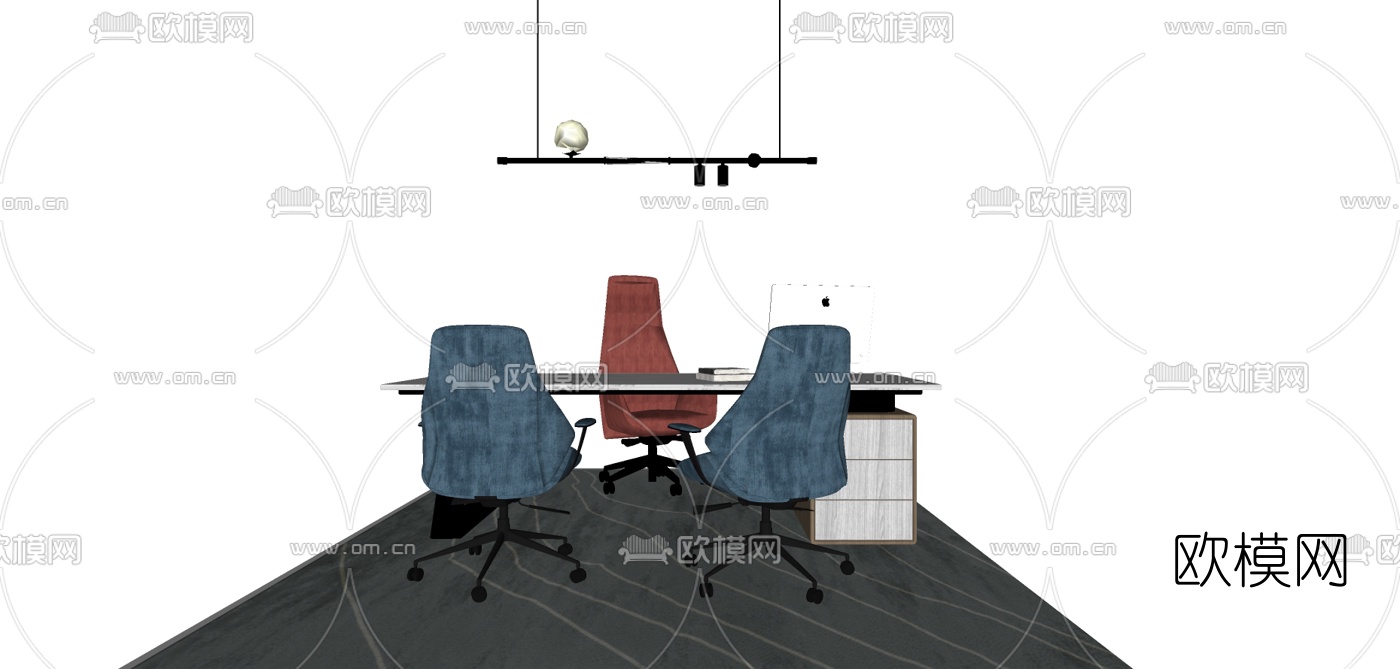 现代办公桌椅su模型下载