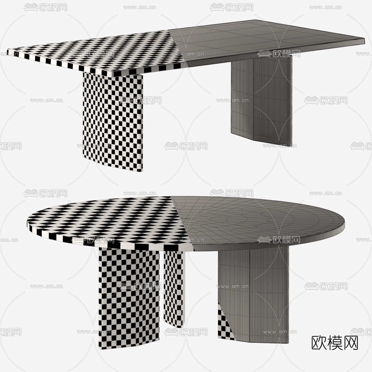 现代简约餐桌3d模型