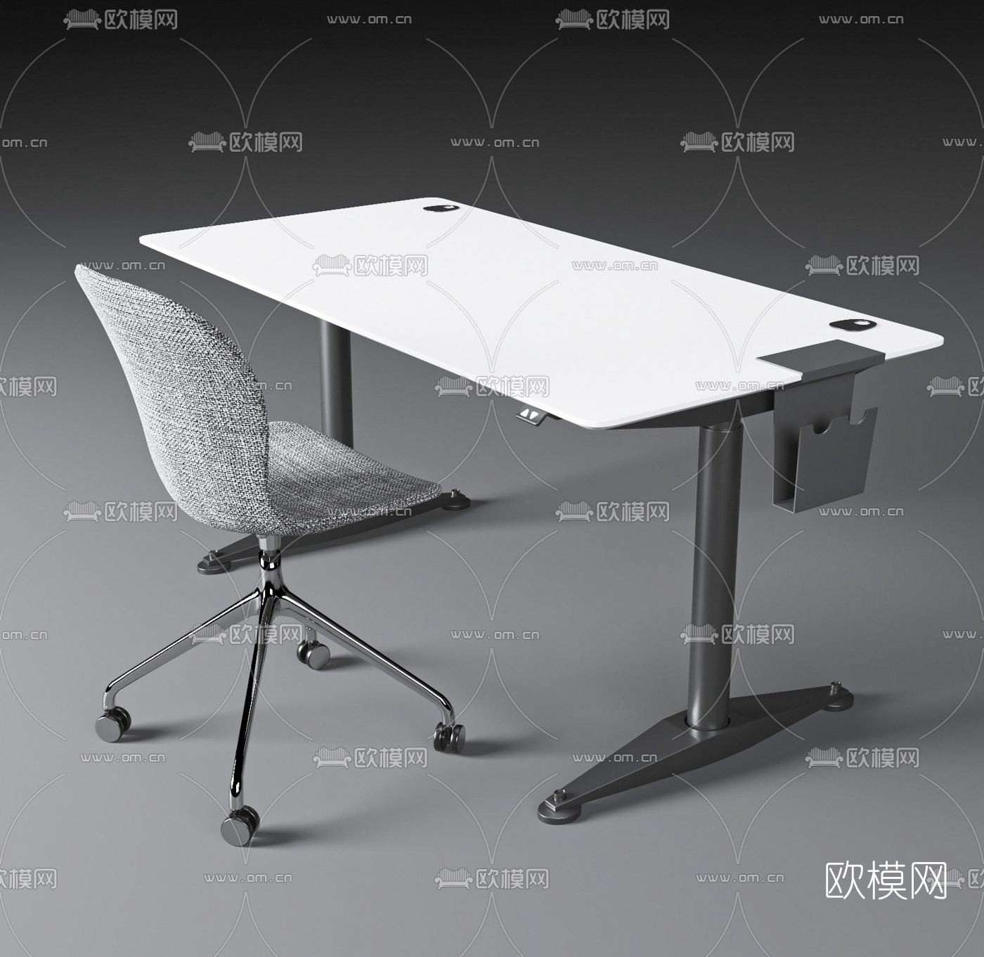 现代可升降培训桌椅3d模型