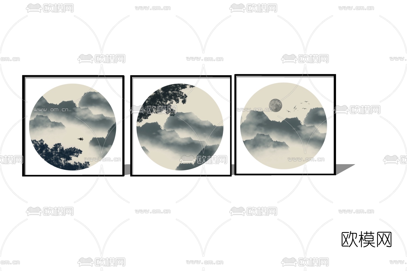 新中式装饰画免费su模型下载