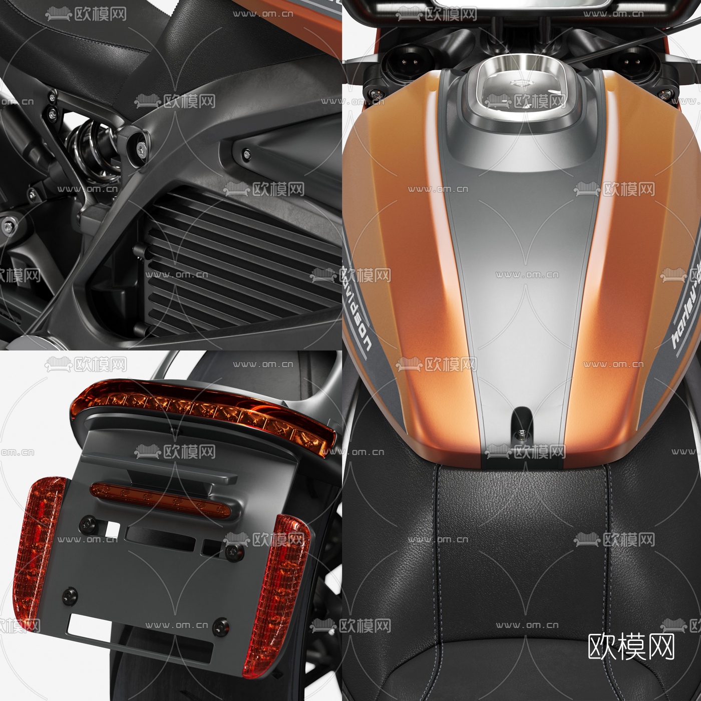 现代戴维森摩托车机车3d模型