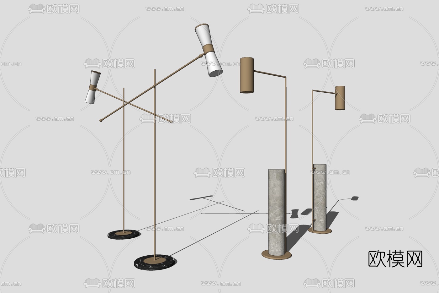 现代金属落地灯su模型下载