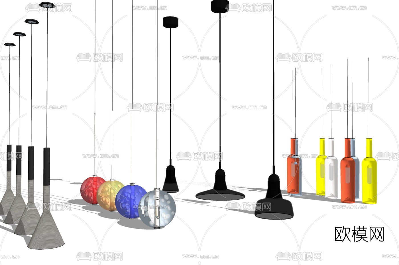 北欧金属吊灯免费su模型下载