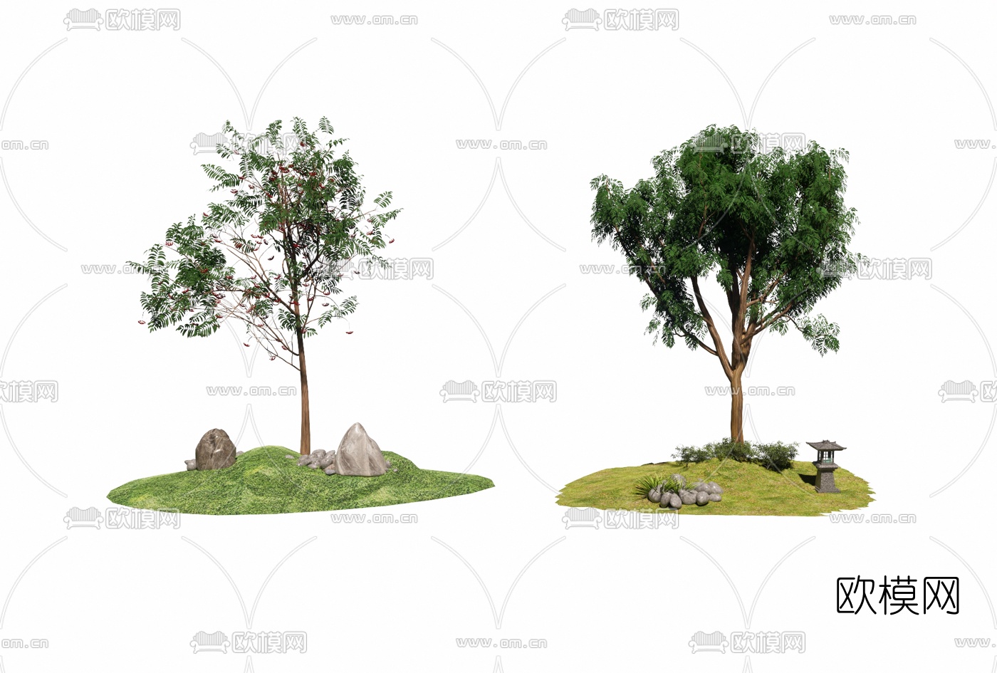 现代景观树su模型下载