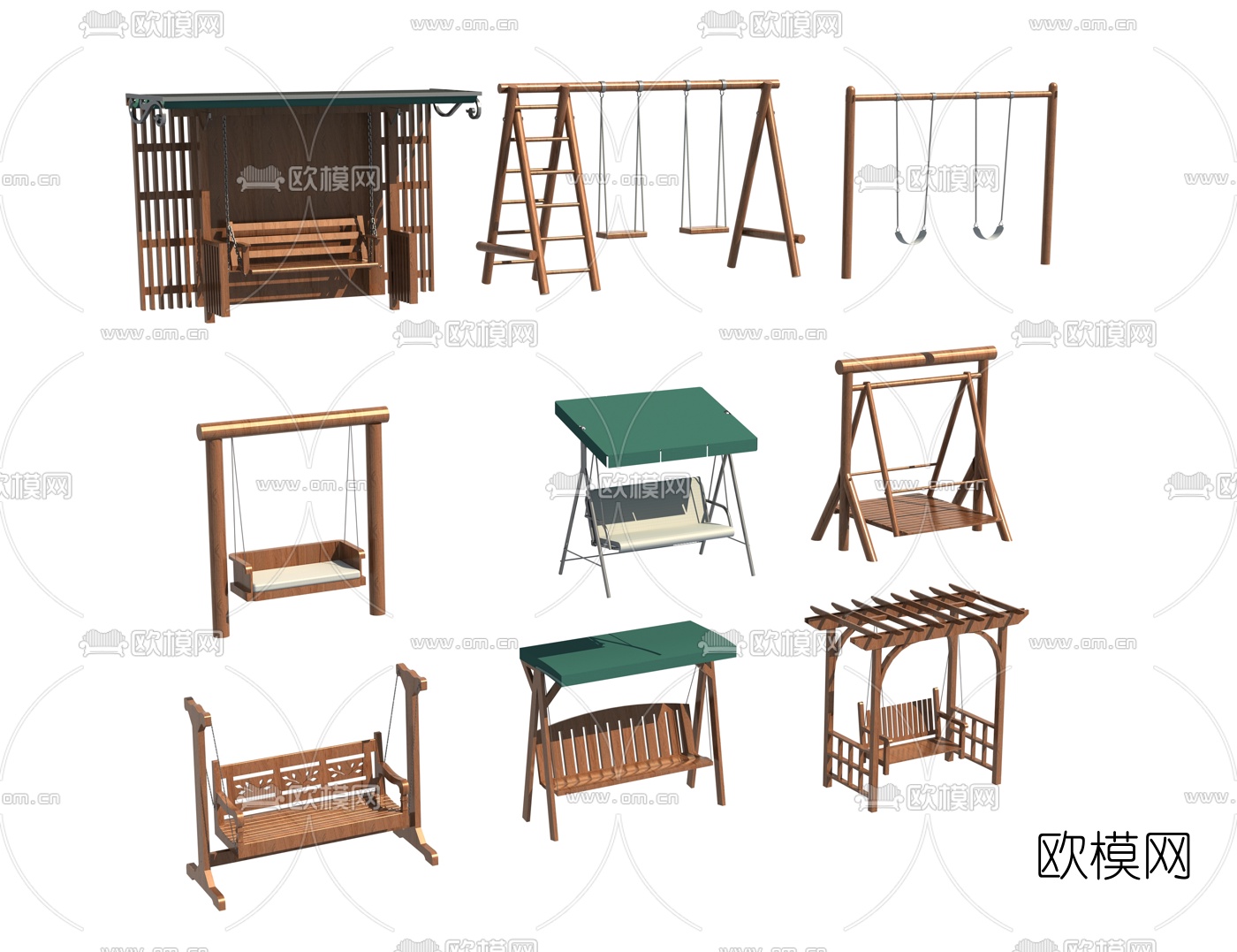 现代户外吊椅秋千3d模型下载