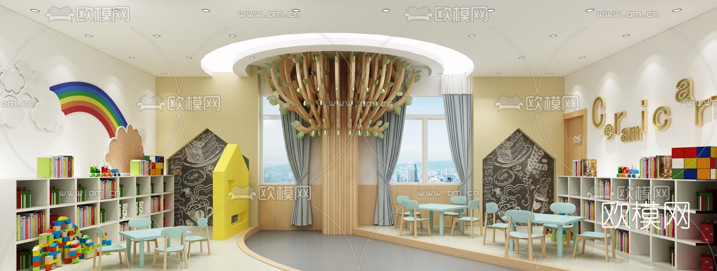 现代幼儿园早教中心3d模型下载（渲染图3）
