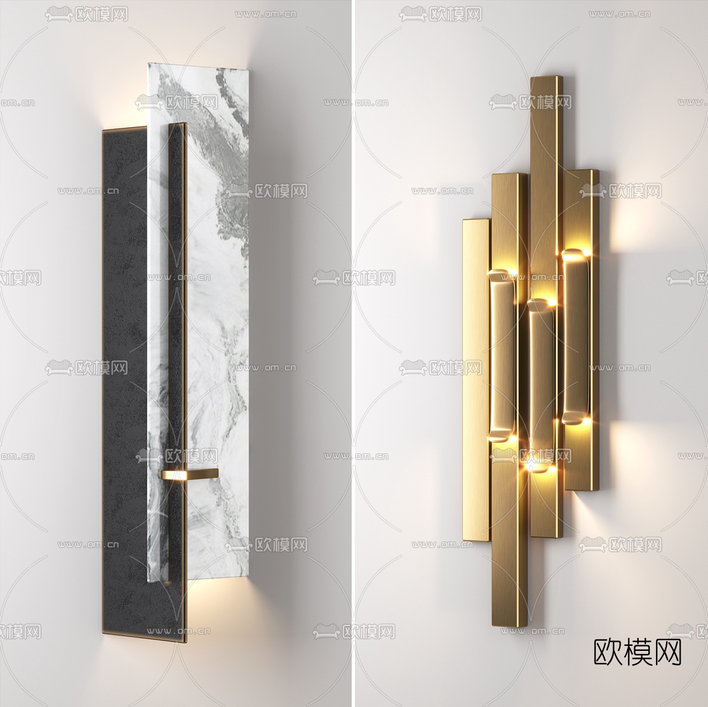 现代金属管状壁灯3d模型