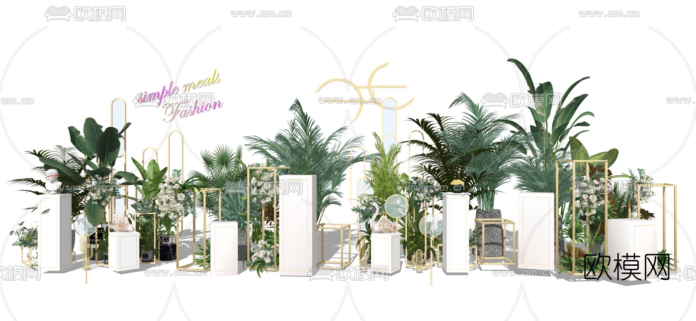 现代绿植盆栽su模型