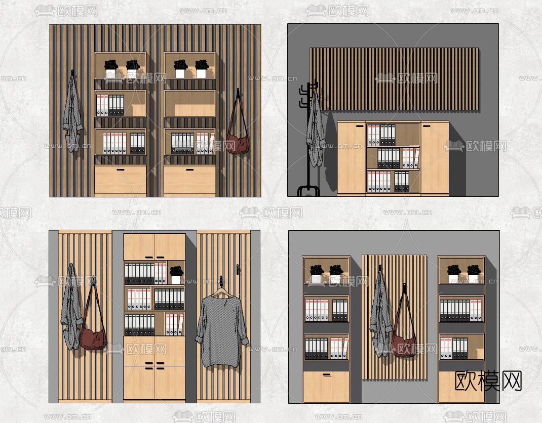 日式置物架su模型下载（渲染图1）