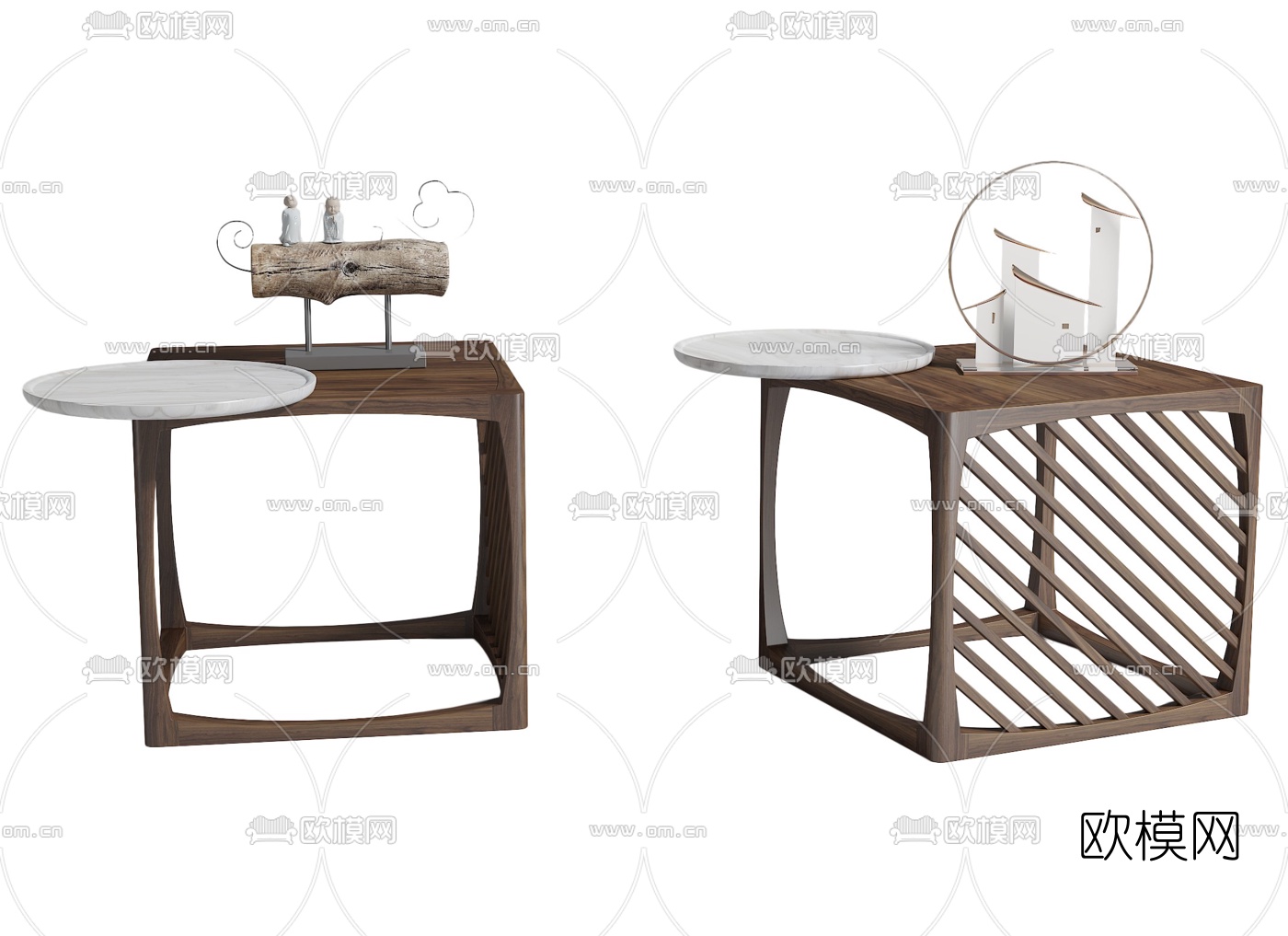 新中式方形边几角几3d模型下载