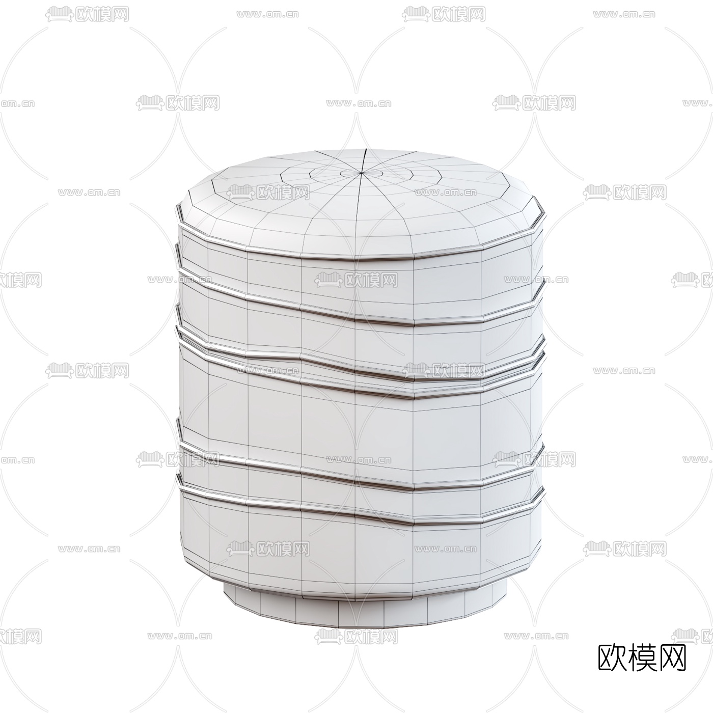 北欧绒布圆凳3d模型