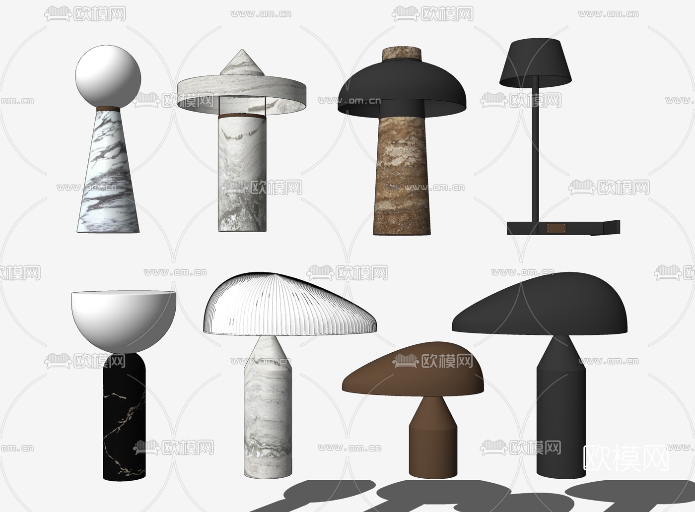 现代轻奢台灯su模型下载