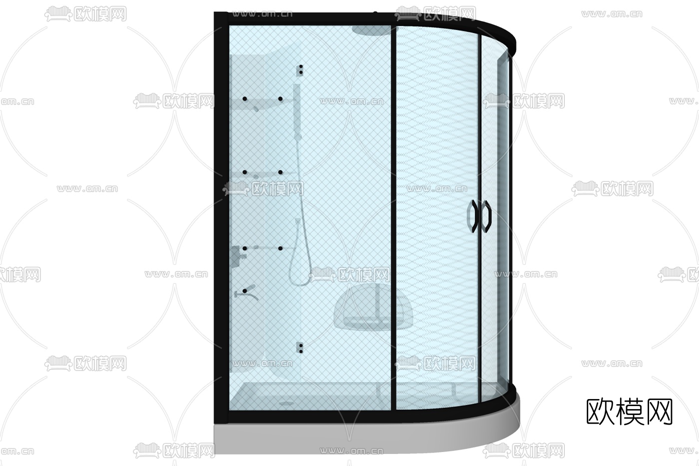 现代玻璃淋浴房su模型下载