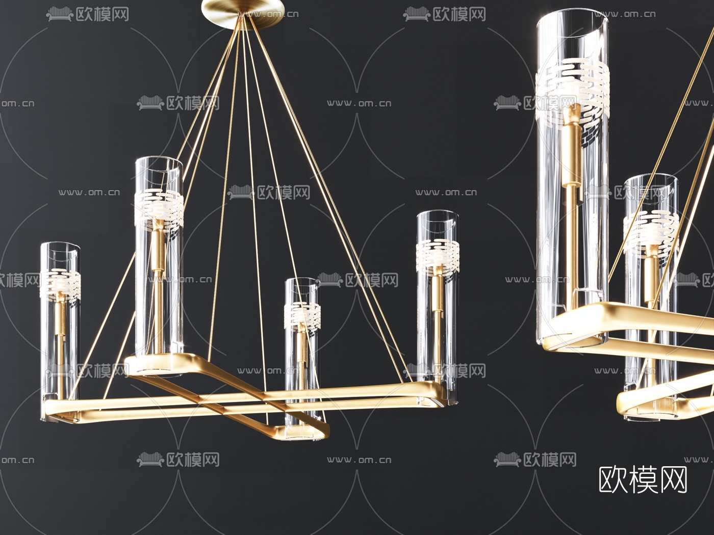 现代轻奢水晶吊灯3d模型下载