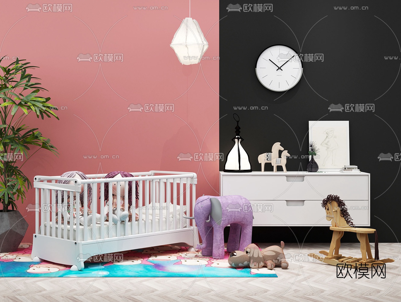 现代婴儿床玩具3d模型