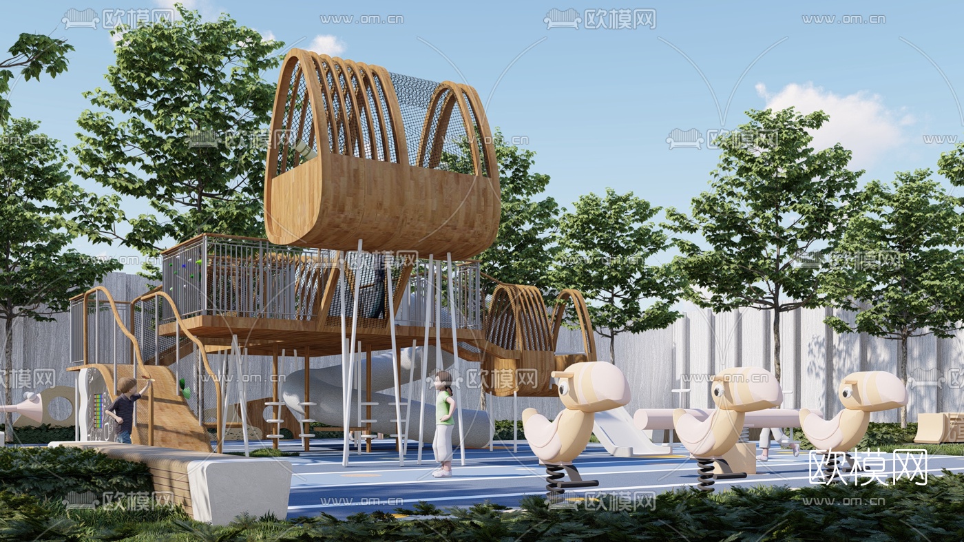 现代滑梯儿童区su模型下载（渲染图3）