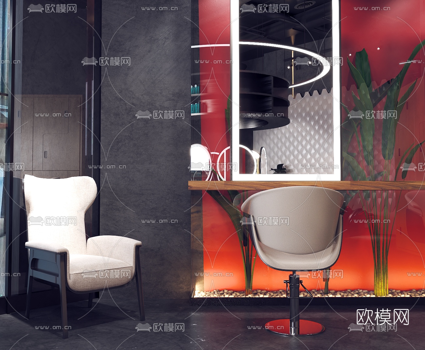 工业风理发店美发店3d模型