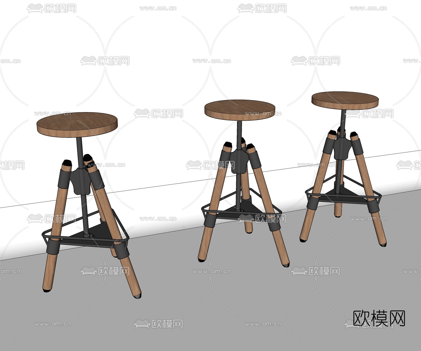 工业风吧凳su模型下载