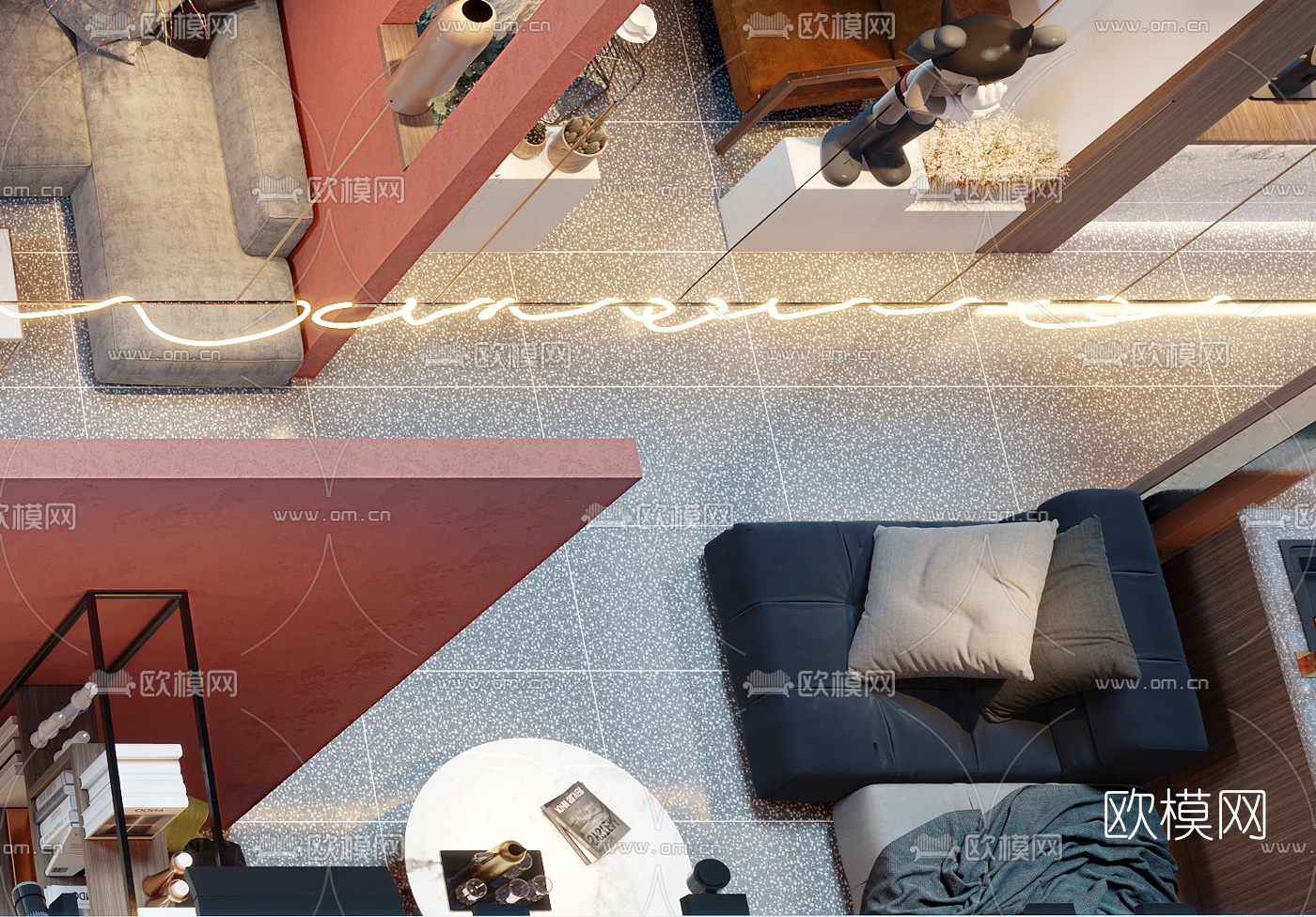 现代精品酒店大堂吧3d模型