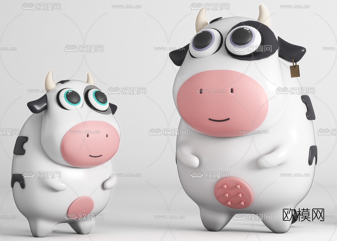 现代奶牛公仔玩具3d模型下载（渲染图2）