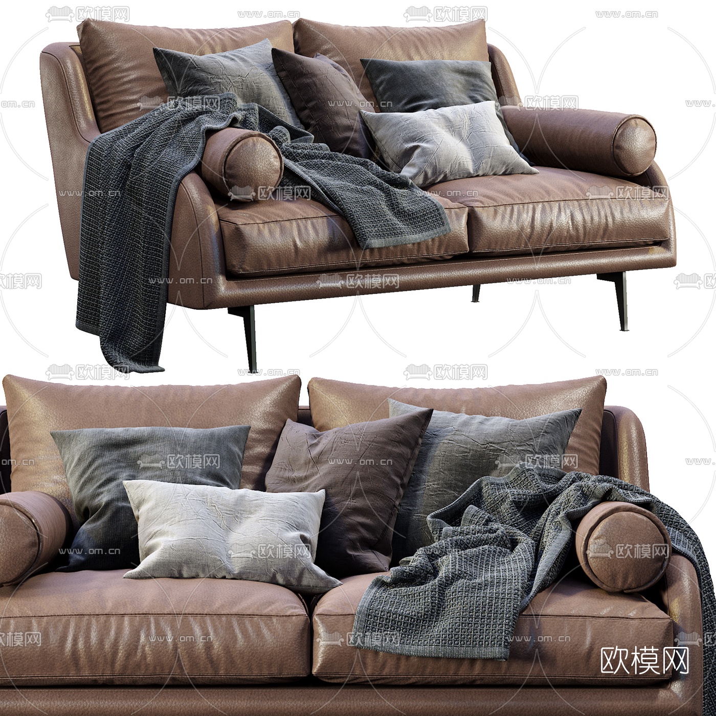 FLEXFORM 皮革双人沙发3d模型下载（渲染图1）