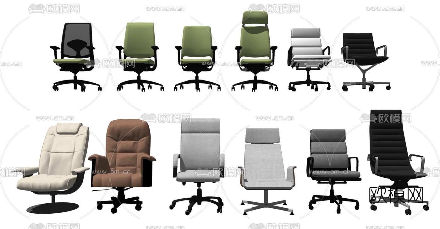 现代办公转椅su模型下载