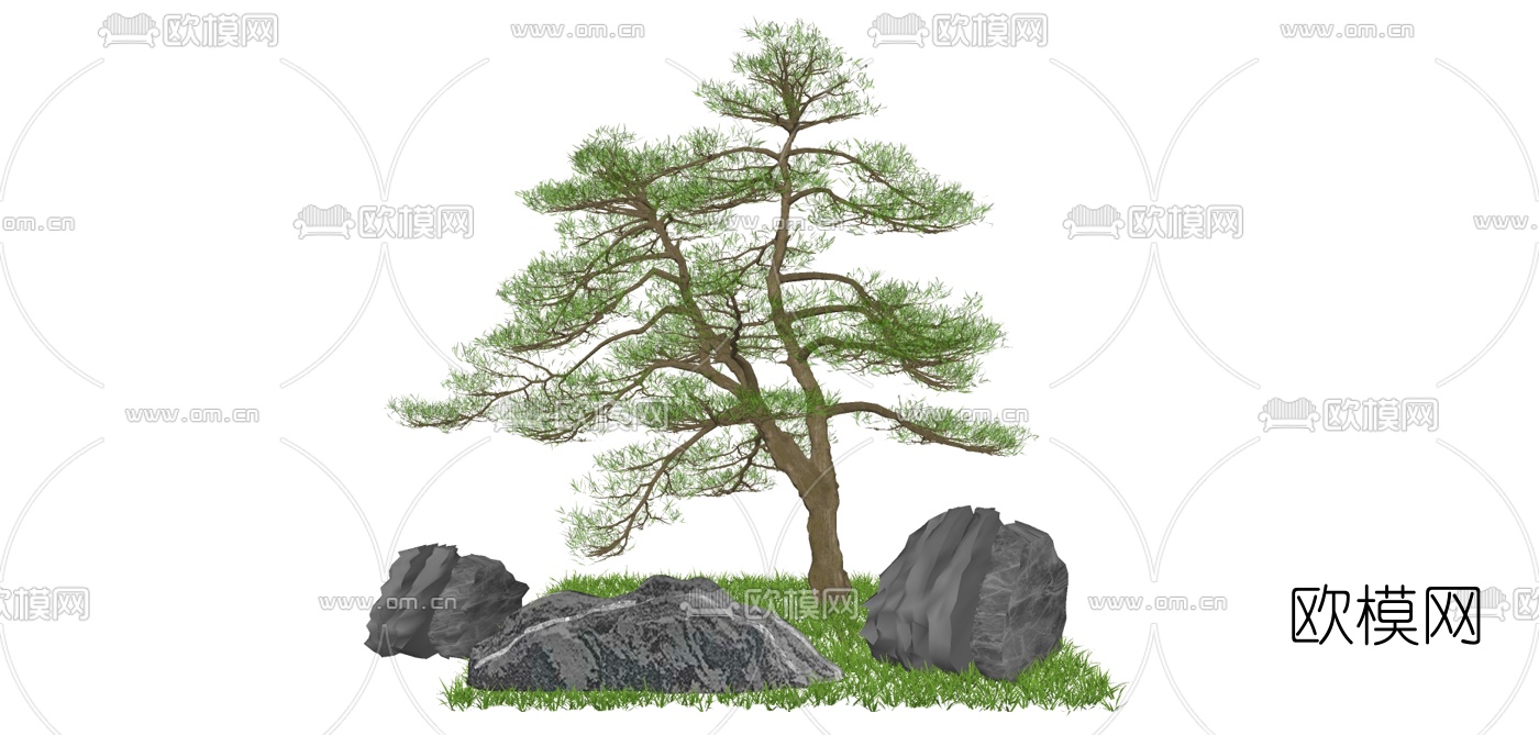 新中式松树su模型下载