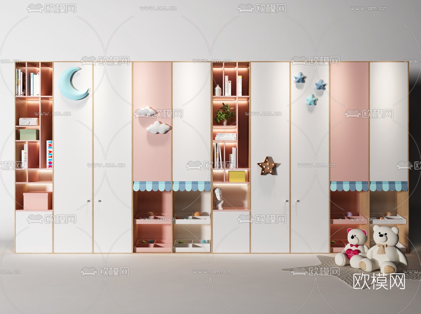 北欧儿童书柜装饰柜3d模型