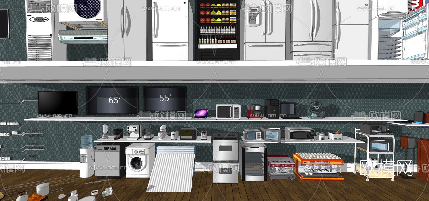 现代冰箱空调洗衣机su模型下载（渲染图4）