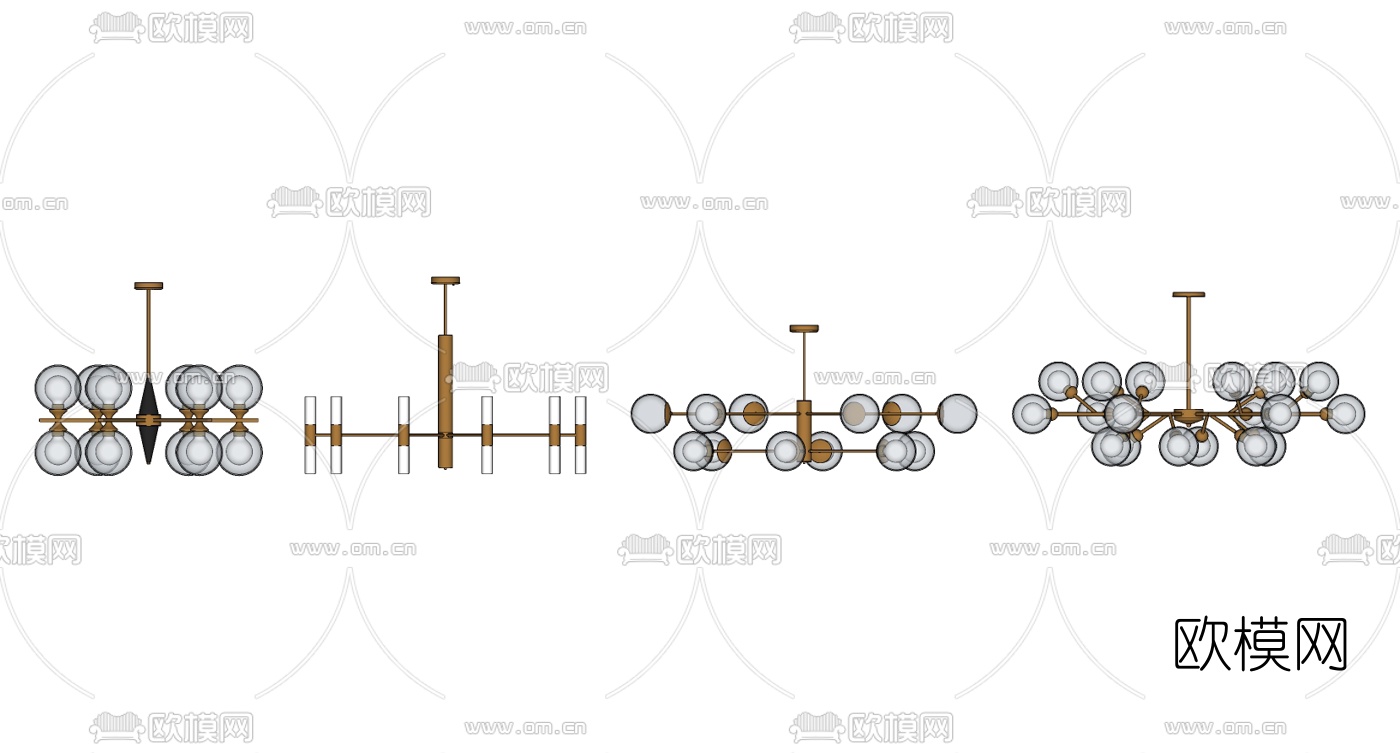 现代轻奢吊灯su模型下载