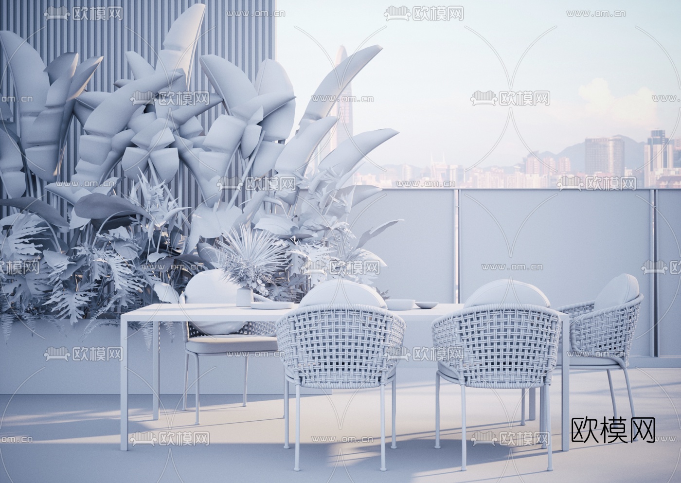 现代户外餐桌椅3d模型