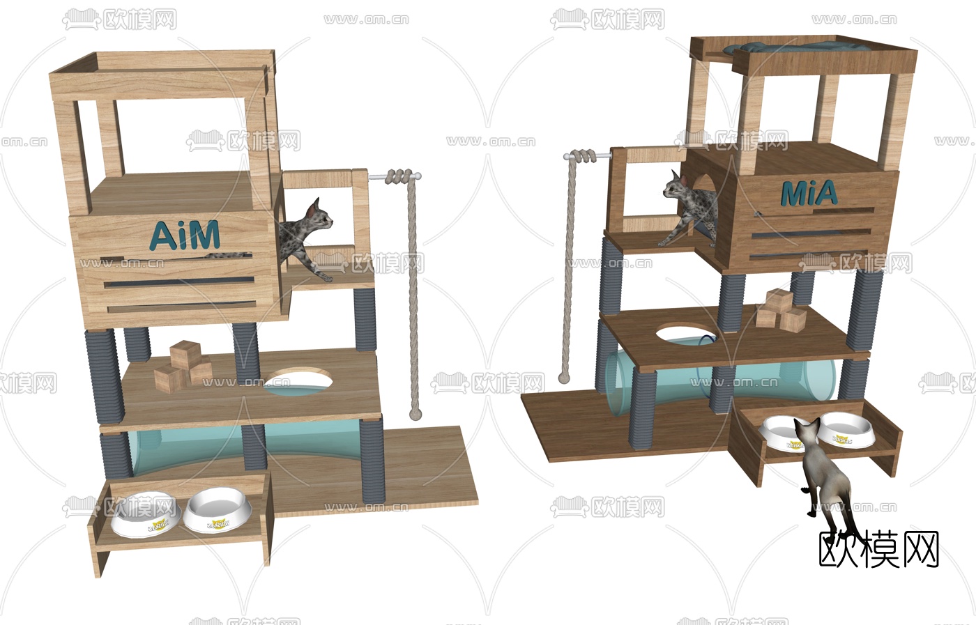 现代宠物猫爬架su模型下载