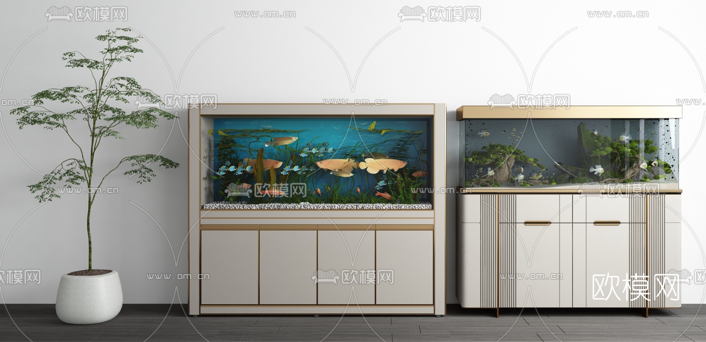 现代鱼缸3d模型