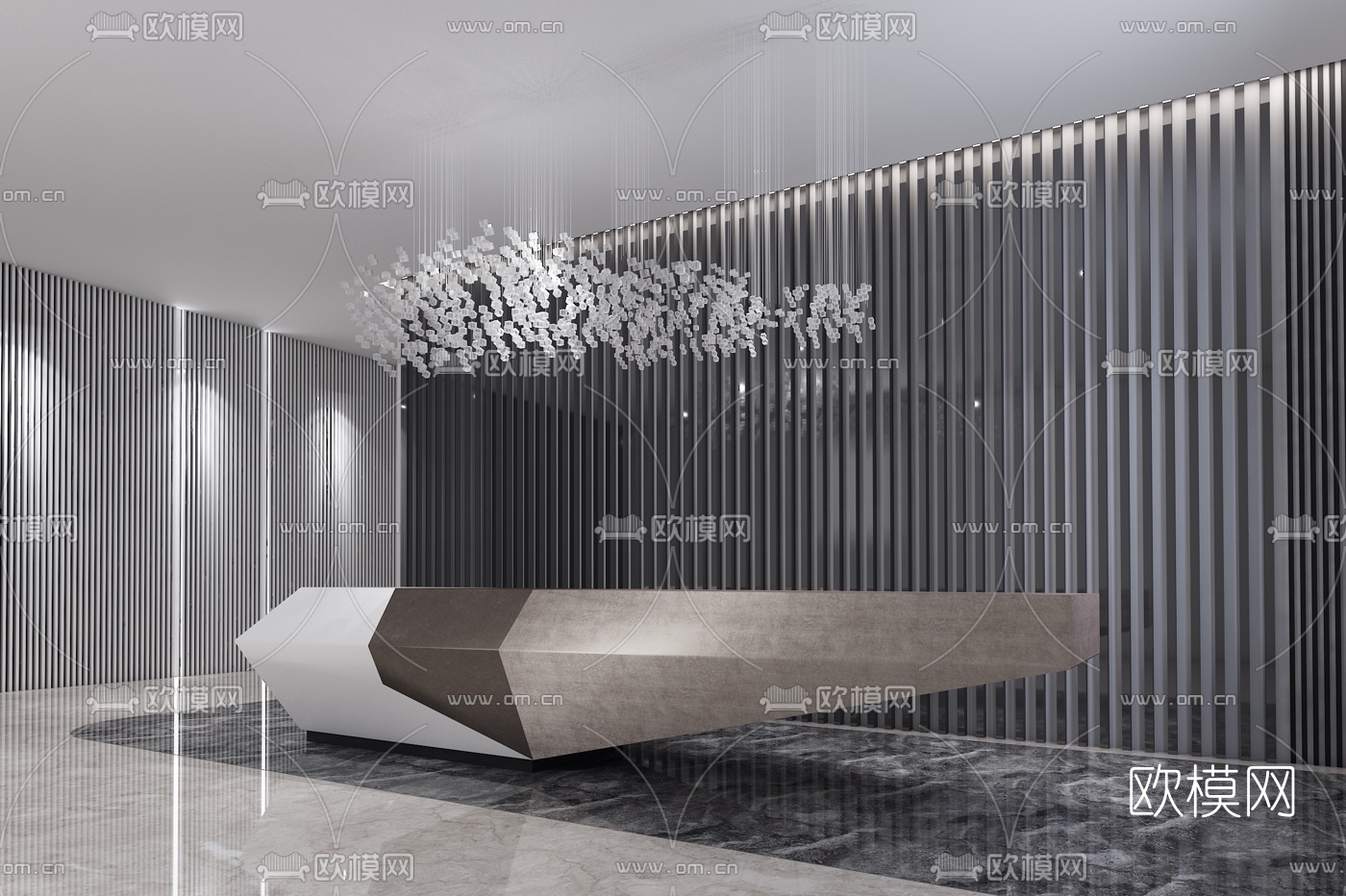 大研建筑设计 现代办公室前台3d模型下载