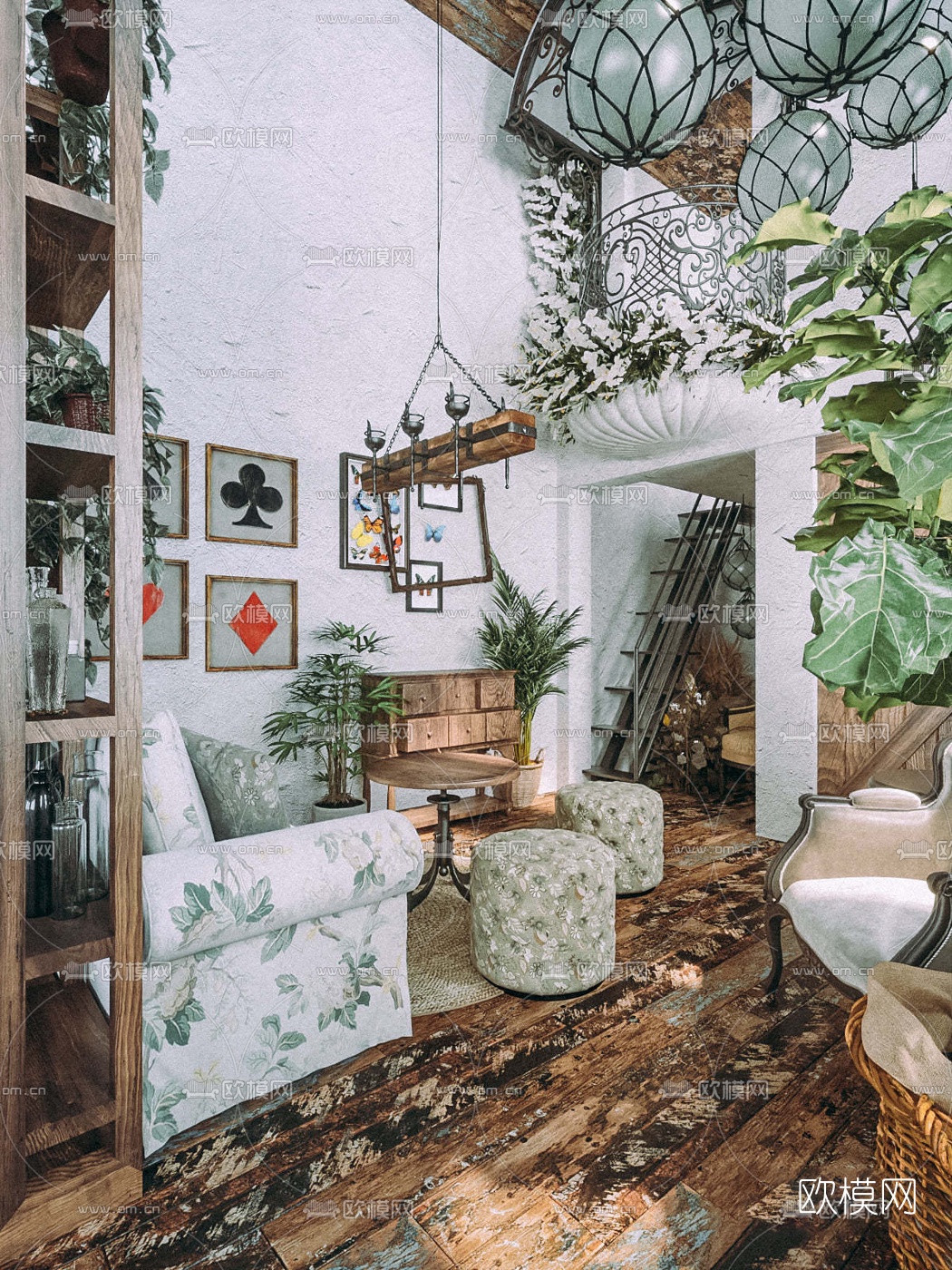 自然风咖啡厅3d模型下载（渲染图1）