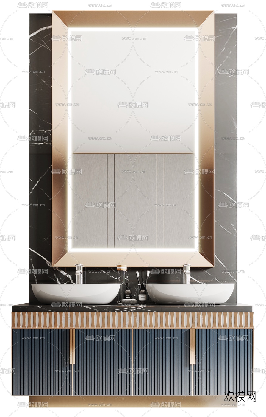 现代轻奢浴室柜洗手台3d模型