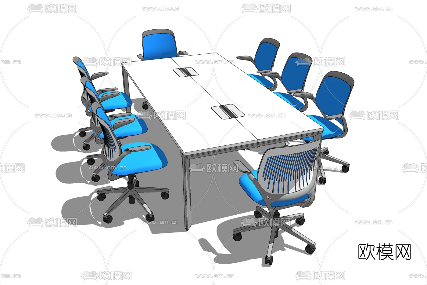 现代会议桌椅免费su模型下载