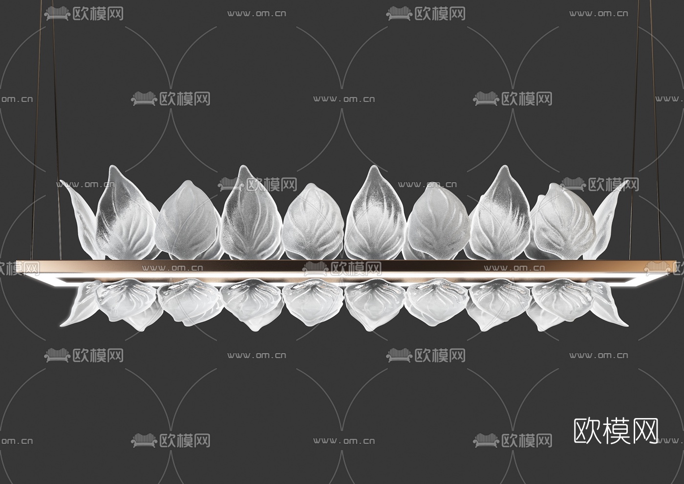 现代水晶树叶装饰吊灯3d模型下载