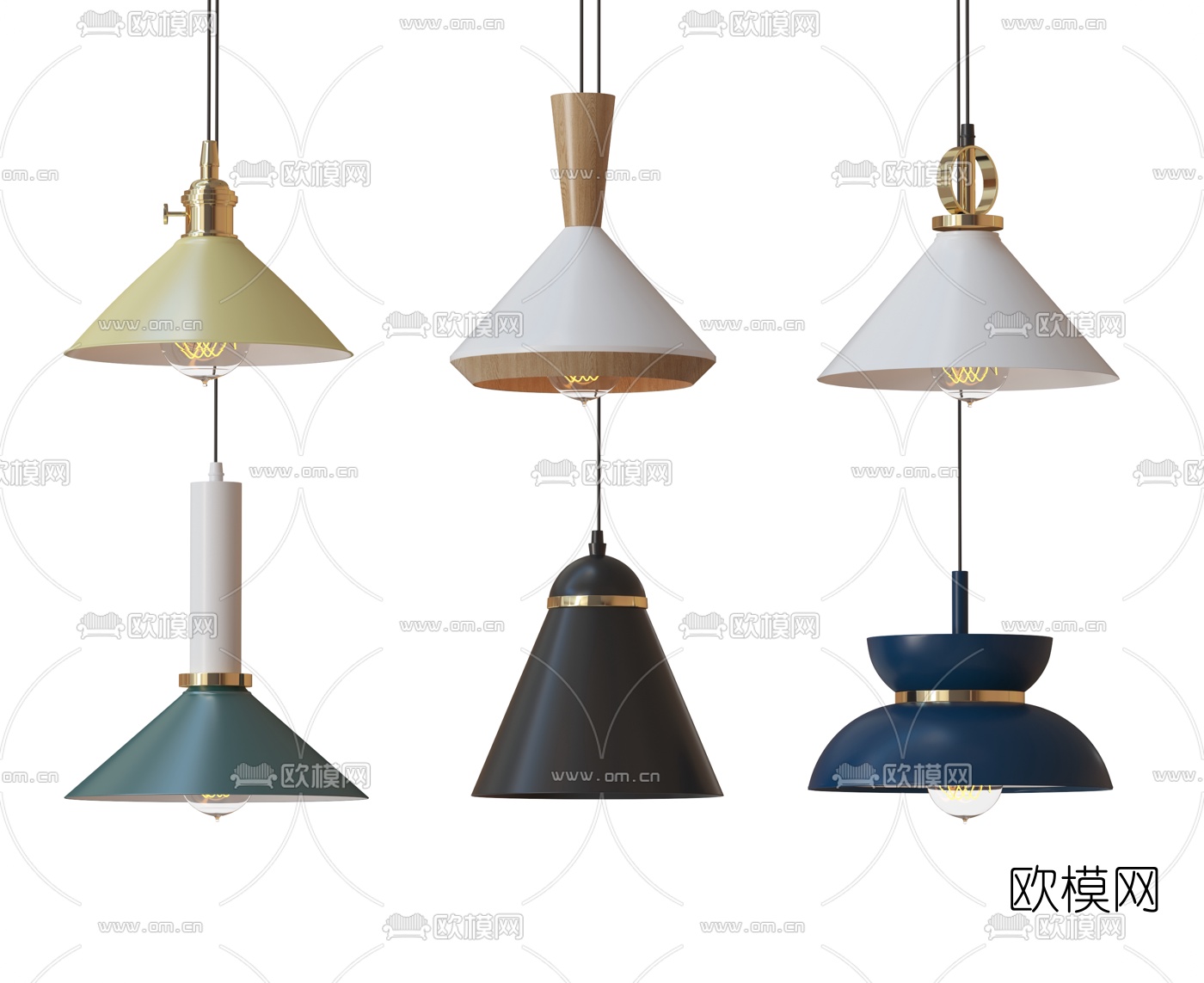 北欧烤漆吊灯3d模型下载