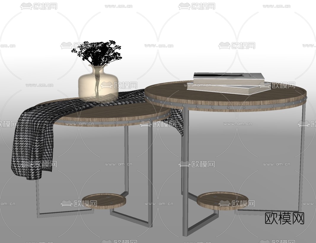 现代轻奢茶几su模型下载（渲染图2）