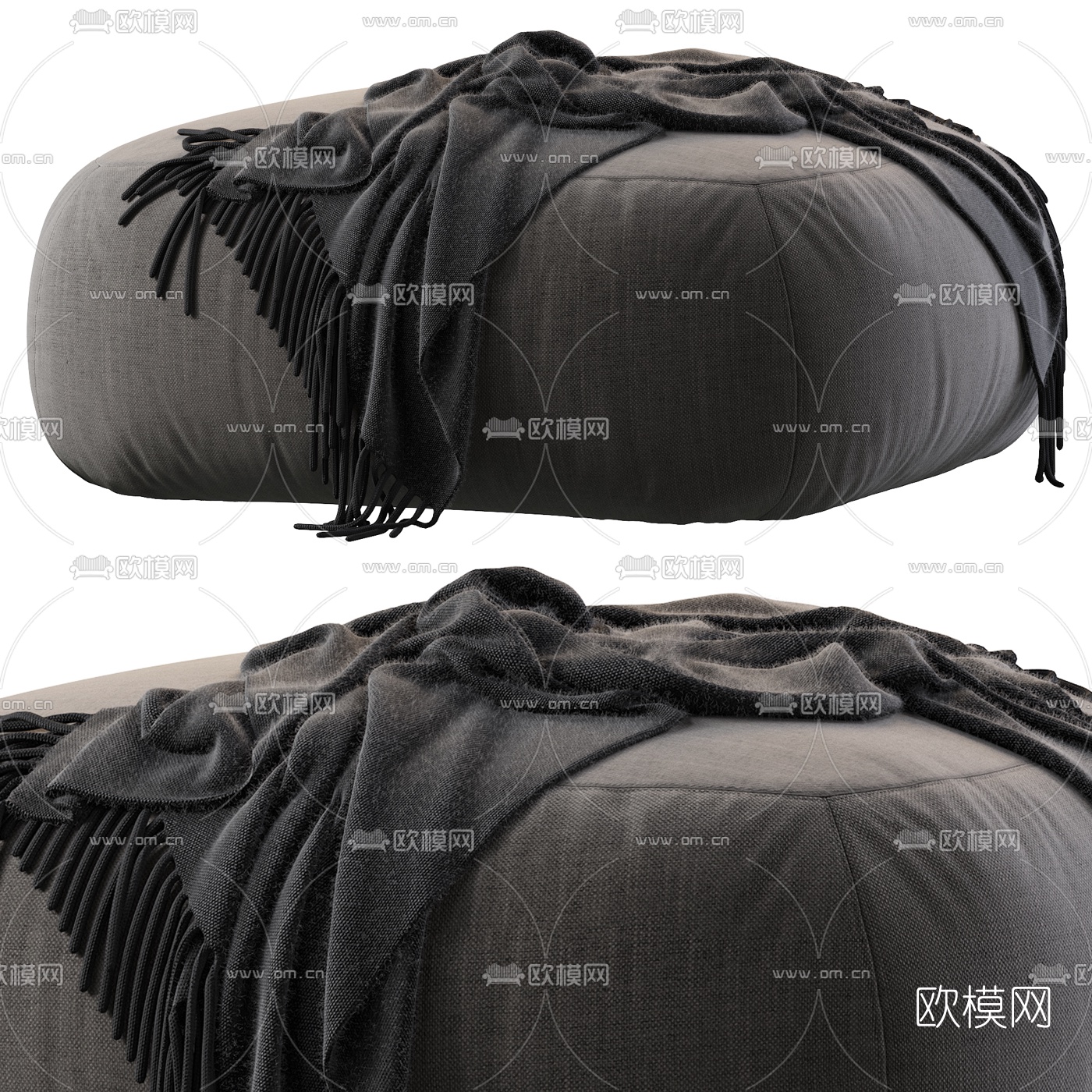 现代布艺脚踏3d模型