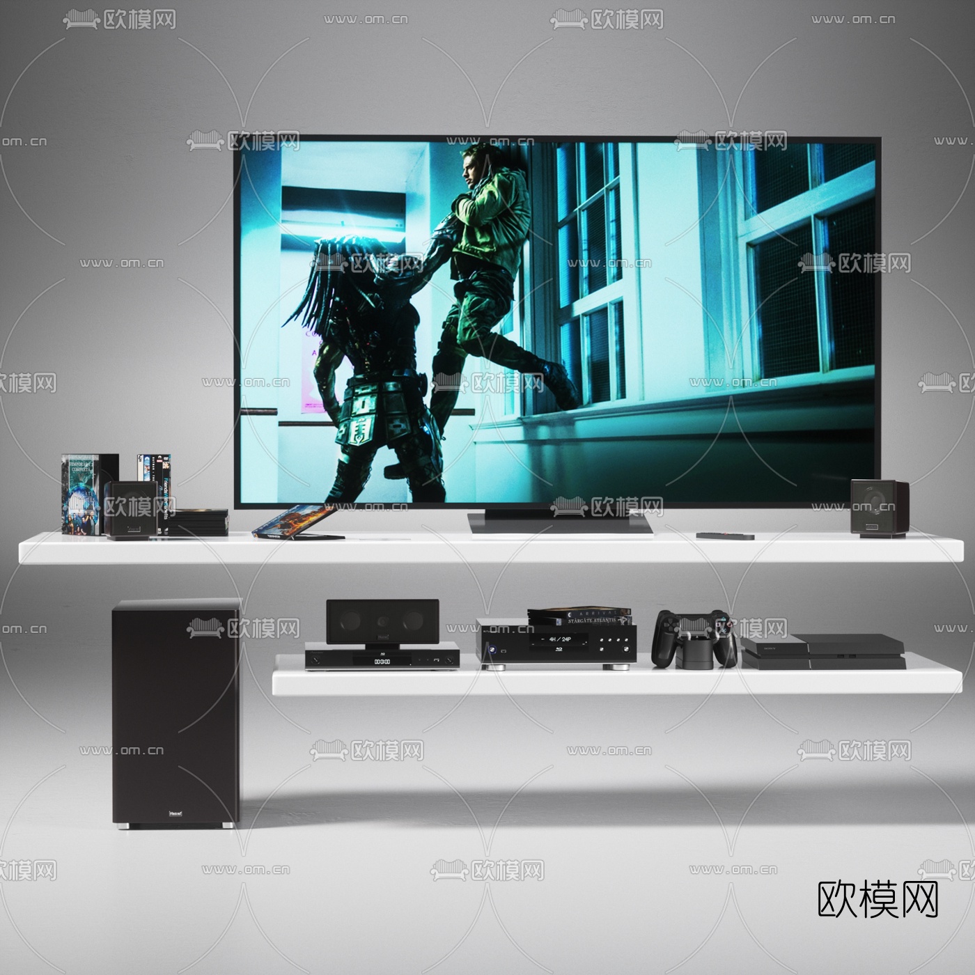 现代音响碟机电视机3d模型
