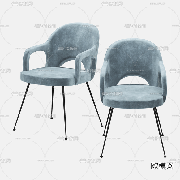 现代绒布休闲椅3d模型下载