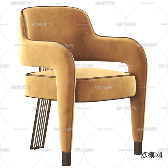 现代绒布休闲椅3d模型下载(渲染图1)
