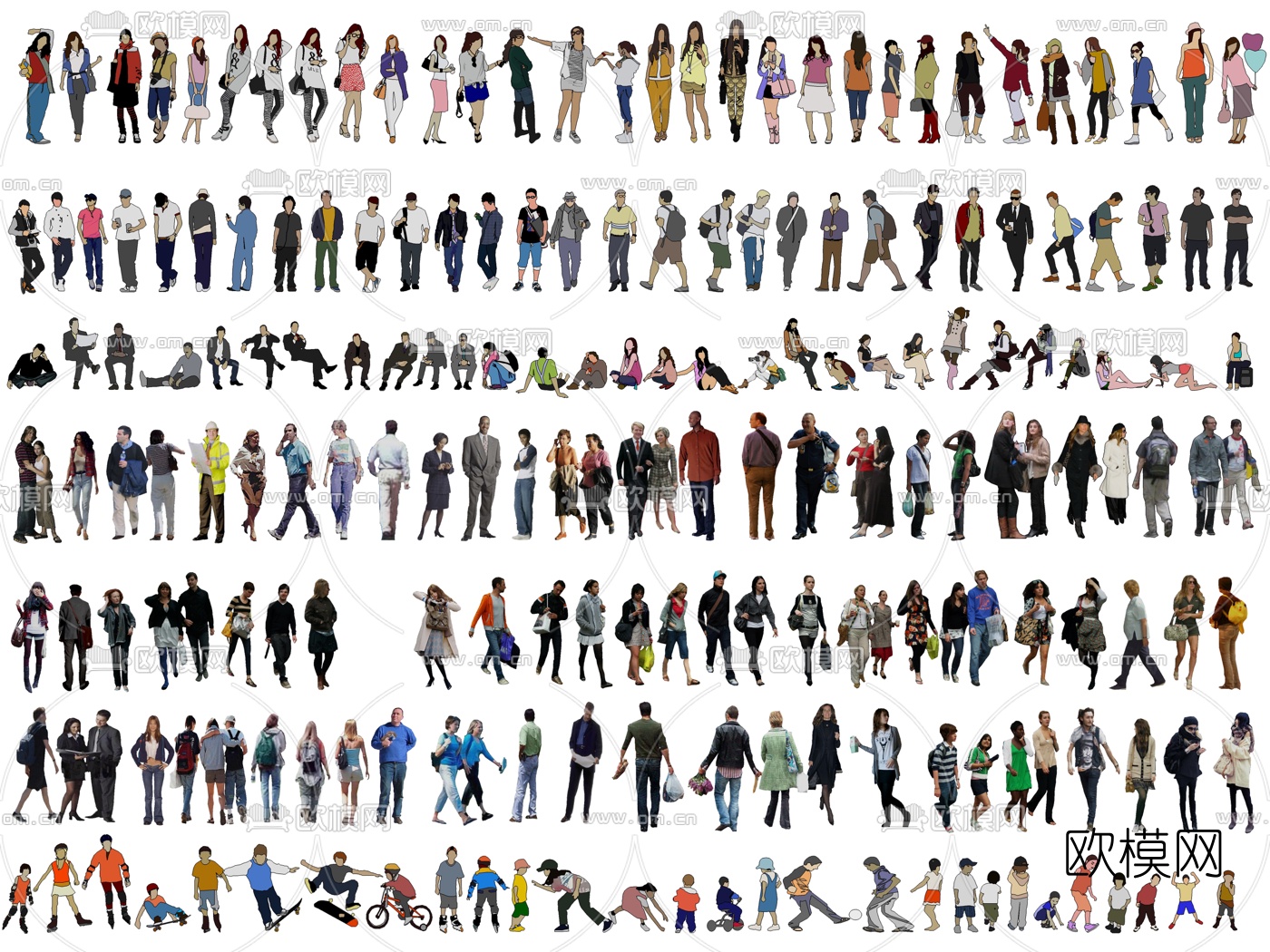 现代人物合集su模型下载